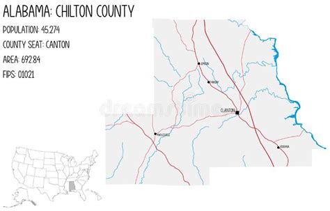 Map Of Chilton County In Alabama Usa Stock Vector Illustration Of