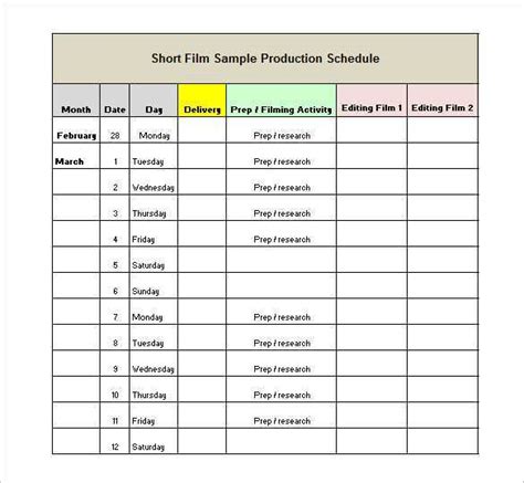 47 Customize Simple Production Schedule Template Templates With Simple