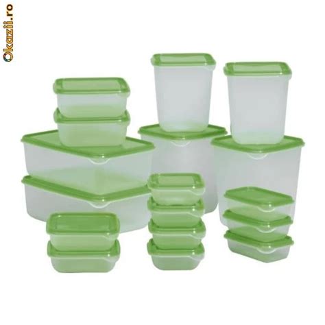 IKEA PRUTA Set Caserole Casolete 17 Buc Transparent Verde Arhiva