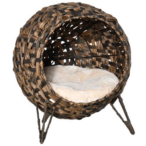 Rattan Basket Pet Dome And Animal Bed With Metal Tripod For Stability