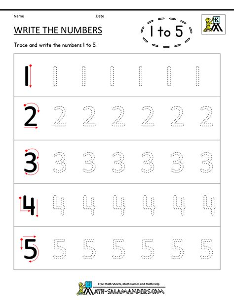 Tracing Writing Numbers 1 To 10 Worksheets