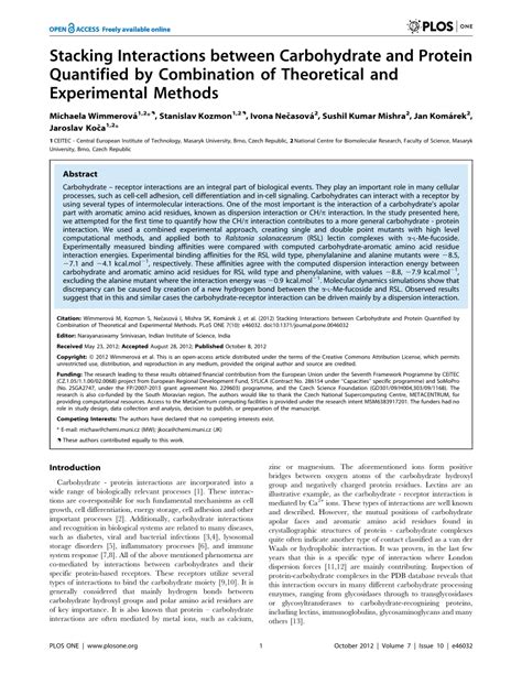 Pdf Stacking Interactions Between Carbohydrate And Protein Quantified