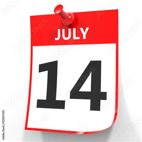 July 14 Calendar On White Background Stock Photo And Royalty Free