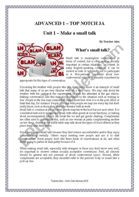 Make A Small Talk Esl Worksheet By Aaf7565