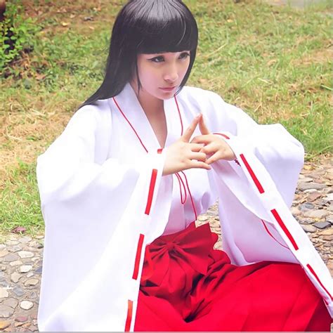 1510 Inuyasha Kikyo Mikofuku Kimono Uniform Outfit Cosplay Costumes S