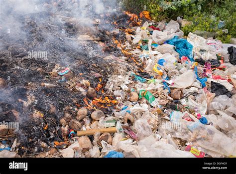 Burning Plastic Waste In The Indian Countryside Stock Photo Alamy