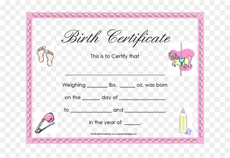 Printable Birth Certificate For Dolls