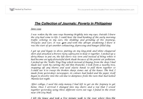 The Collection Of Journals Poverty In Philippines A Level English Marked By Teachers Com