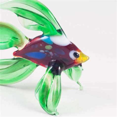 Glass Fish Figurine Hand Blown Glass Green Fish Miniature Etsy