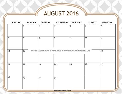 Get Your Free Printable August 2016 Calendar Calendar 2016 Calendar