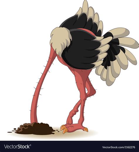 Ostrich Has Buried A Head In Land Royalty Free Vector Image