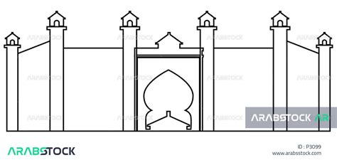 فيكتور رسم خطي لمسجد قباء أول مسجد بني في الاسلام رسم يدوي فيكتور