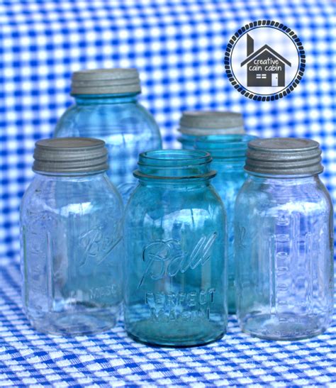 Vintage Blue Mason Jars With Zinc Lids