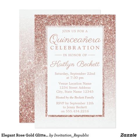 Elegant Rose Gold Glitter Quincea Era Birthday Invitation Zazzle