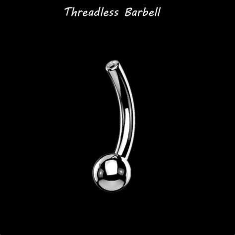 curved threadless titanium barbell w fixed bead just the barbell rook labret etsy