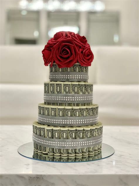 100 Dollar Money Cake 4 Tiered Silver W Bling Etsy