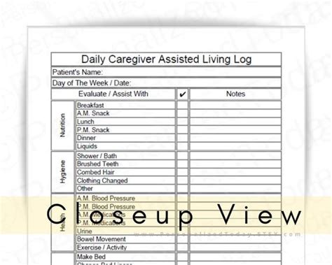 Assisted Living Caregiver Checklist Printable Pdf Digital Etsy