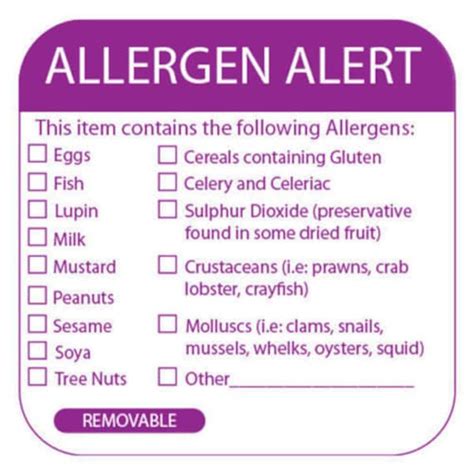 Food Allergy Allergen Warning Day Dot Labelscatering Stickers Etsy