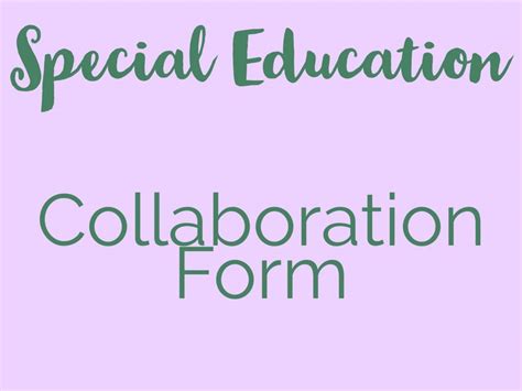 Special Education Collaboration Form Teaching Resources