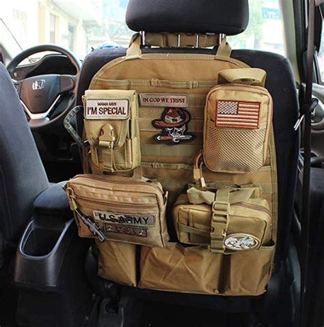 Tactical Mollee Car Seat Back Organizer Tan Arc Defense Gear