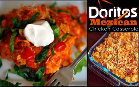 Chicken, sour cream cream of mushroom, cream of chicken, salsa, corn, cheese and doritos! Doritos Mexican Chicken Casserole | Aunt Bee's Recipes ...