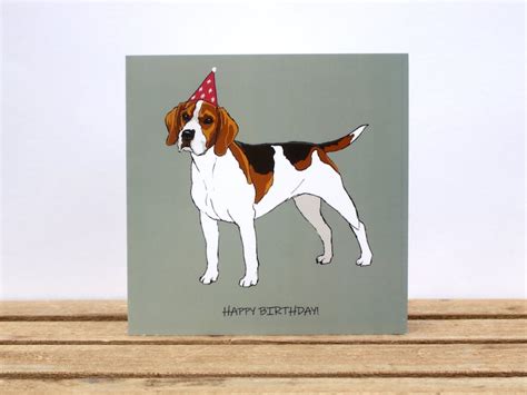 Beagle Dog Birthday Card Three Colours Available Card From Etsy