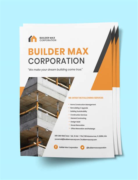 Home Builders And Construction Flyer Template In Indesign Psd Pdf