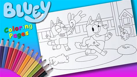 Bluey And Bingo Playing Coloring Pages For Kids Bluey Disney Junior Uk