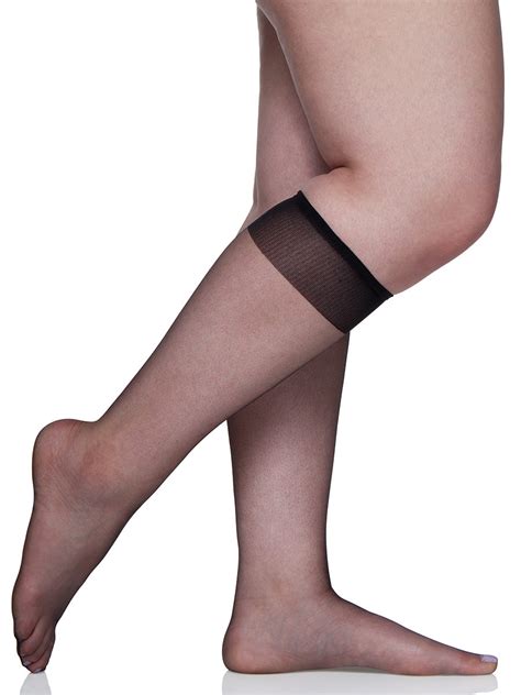 3 Pairs Queen Ultra Sheer Knee High Stockings With Sandalfoot Toe 6725 Berkshire