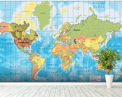 World Map Wallpaper Wall Mural Wallsauce Uk