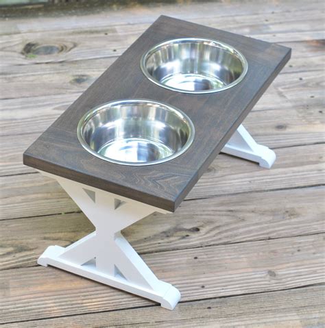 Large Elevated Dog Bowl Stand Trestle Farmhouse Table Dog Bowl Stand
