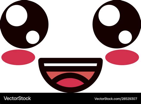 Kawaii Cute Face Expression Eyes And Mouth Laugh Vector Image