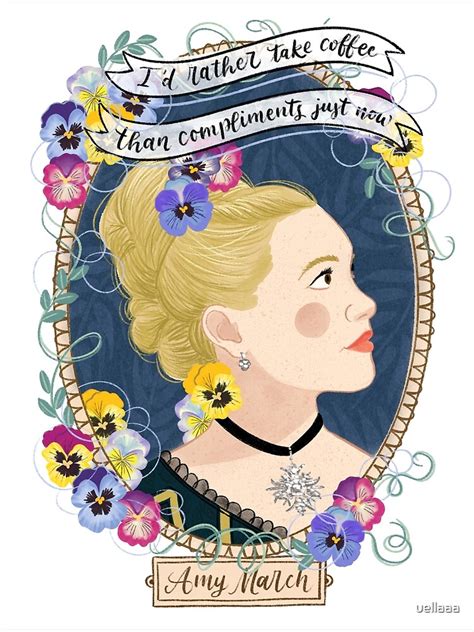 Little Women Potraits Amy March Botanical Illustration Poster For