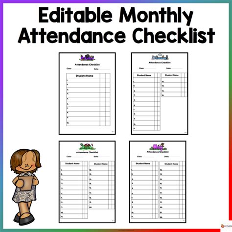 Editable Student Monthly Attendance Checklist Made By Teachers