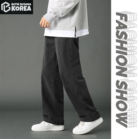 Jual Celana Gombrong Pria Straight Jeans Pria Celana Panjang Hitam Pria Jeans Kulot Korean Style