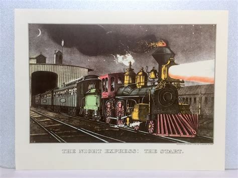 Currier And Ives Art Print Night Express Train Locomotive 1952 Etsy