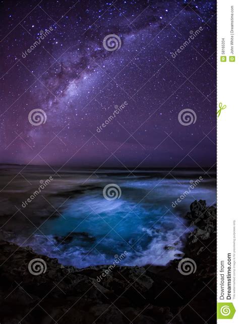 Milky Way Over The Southern Ocean Australia Stock Photo