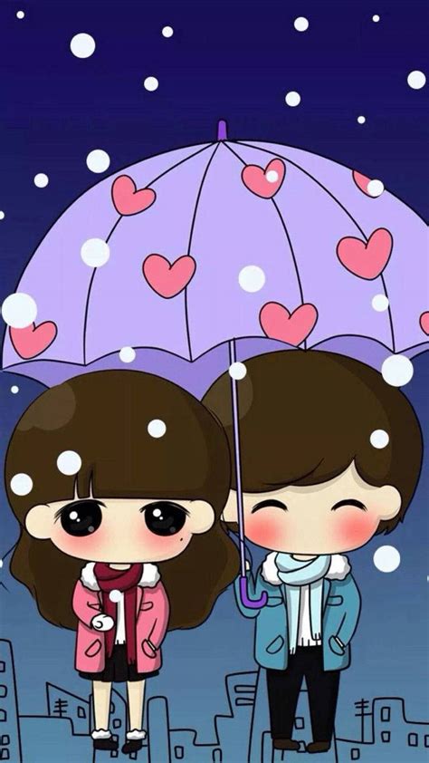 Download Cute Couple In Love Illustration Wallpaper