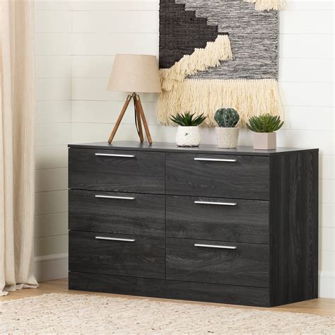 South Shore Step One Essential 6 Drawer Double Dresser Gray Oak