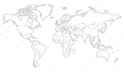 Imágenes Mapamundi Con Nombres En Blanco Y Negro Esbozado El Mapa