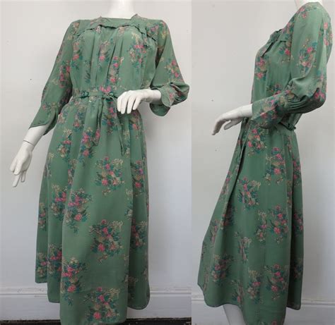 1930s Silk Print Day Dress Vintage 1930s Silk Dress Etsy Uk
