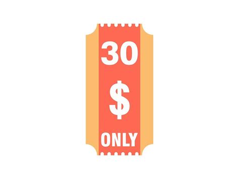 30 Dollar Only Coupon Sign Or Label Or Discount Voucher Money Saving