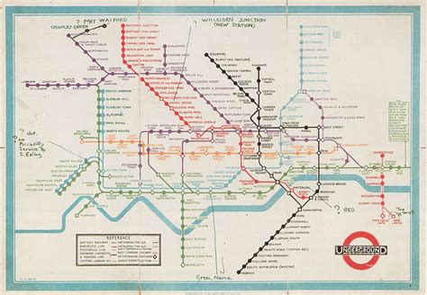 Historical Map Unpublished Proof Of Hc Becks London Underground
