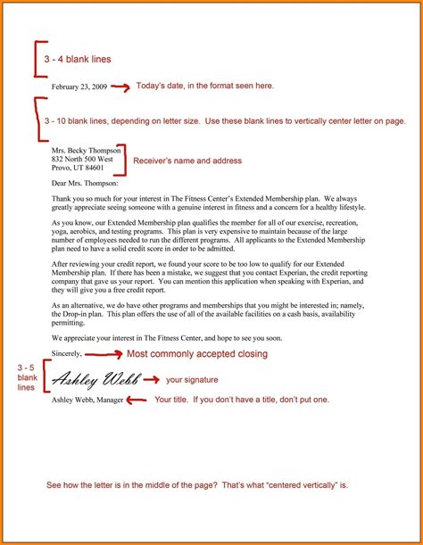 Business Letter Format Spacing Examples