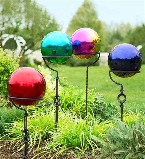Stainless Steel Gazing Ball Garden Accents Plowhearth