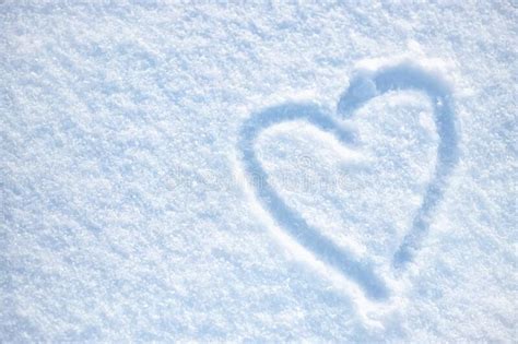 Top View Of Heart Shape On Pure Snow Surface Stock Photo Image Of