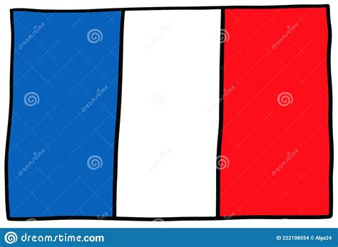 France Flag Doodle Hand Drawing Sketch Stock Vector Illustration Of