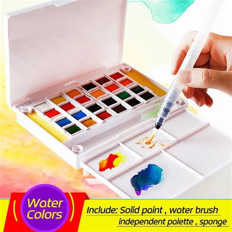 12182430364048 Colors Portable Travel Solid Pigment Watercolor