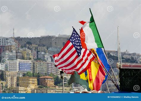 Flags Of Naples Italy Stock Photo Image Of Wind Transportation