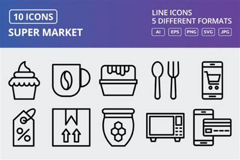 Vector Super Market Icon Set Graphic By Iyikon · Creative Fabrica